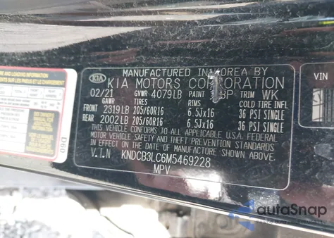 2021 Kia Niro Lx из США, поврежденный, VIN KNDCB3LC6M5469228